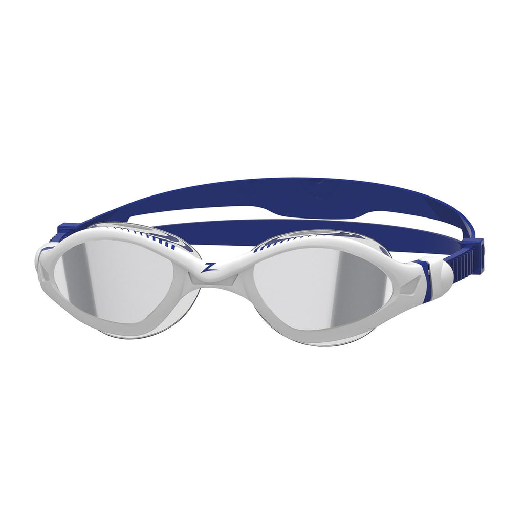 Schwimmbrille Tiger Lsr+ Titan Weiß-Blau Gespiegeltes-Rauch Linsen Klein Zoggs 461092WHBLMSMS