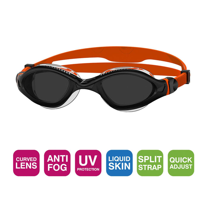 Schwimmbrille Tiger Lsr+ Schwarz-Orange Tönung-Rauch Linsen Regular Zoggs 461093BKORTSMR