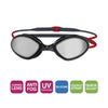 Schwimmbrille Tiger Titan Grau-Rot Gespiegeltes-Rauch Linsen Regular Zoggs 461094GYRDMSMR