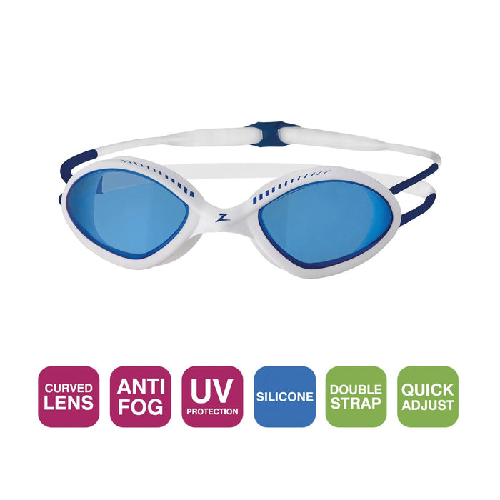 Schwimmbrille Tiger Weiß-Blau Tönung-Blau Linsen Klein Zoggs 461095WHBLTBLS
