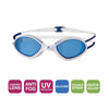 Schwimmbrille Tiger Weiß-Blau Tönung-Blau Linsen Klein Zoggs 461095WHBLTBLS