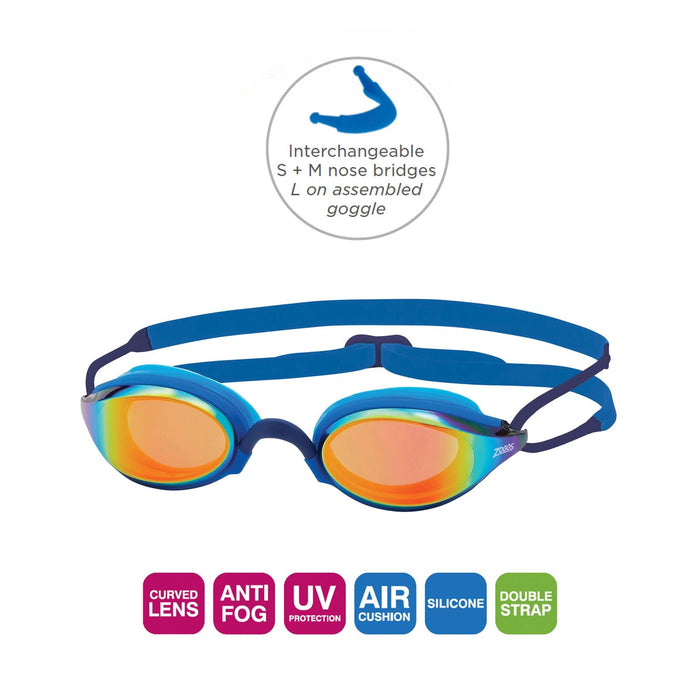 Schwimmbrille Fusion Air Titan Blau Gespiegeltes-Orange Linsen Zoggs 461106BLBLMOR
