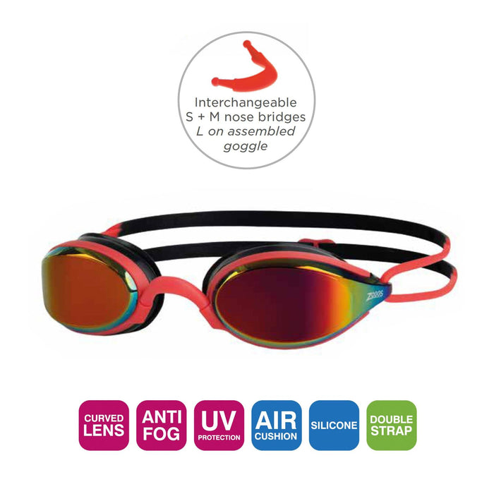 Schwimmbrille Fusion Air Titan Rot-Schwarz Gespiegeltes-Rot Linsen Zoggs 461106RDBKMRD