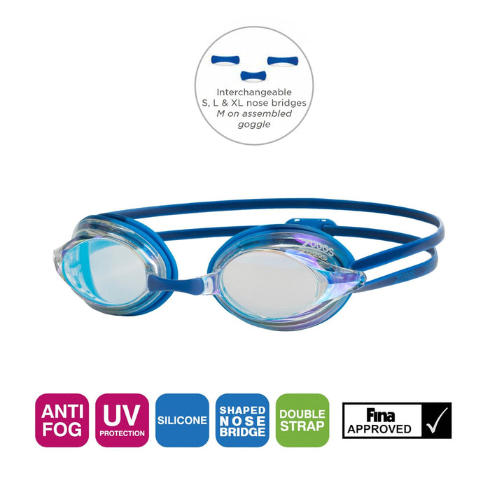 Schwimmbrille Racer Titan Blau-Hell Spiegellinsen-Klar Zoggs 461112BLLBMCL