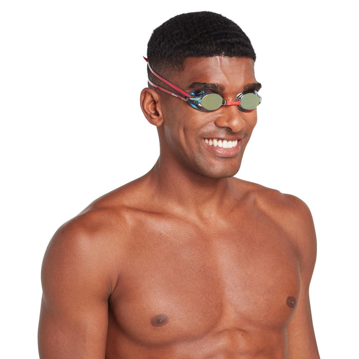 Schwimmbrille Racer Titan Grau-Rot Spiegellinsen-Gold Zoggs 461112GYRDMGD
