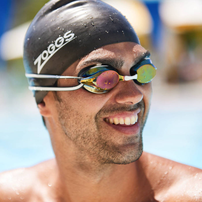 Schwimmbrille Racer Titan Violett-Türkis Spiegellinsen-Blau Zoggs 461112VITQMBL