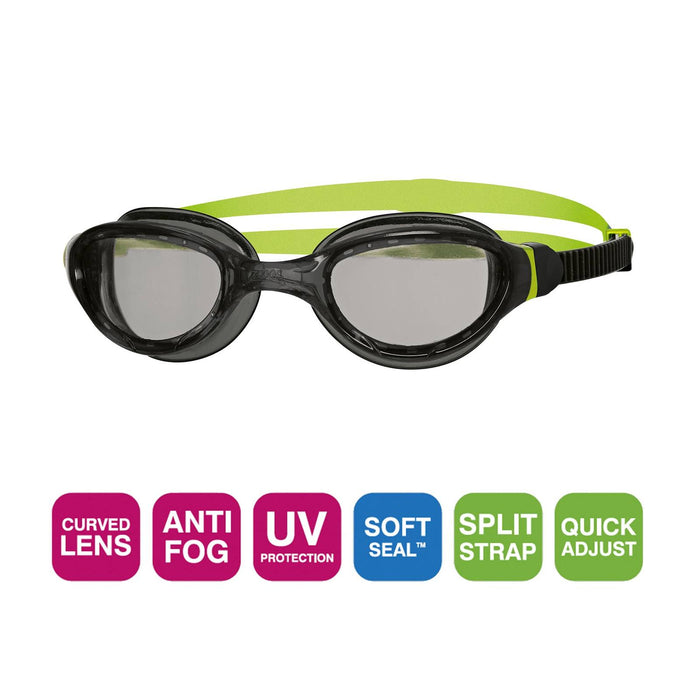 Schwimmbrille Phantom 2.0 Junior Schwarz-Grün Tönung-Rauch Linsen Zoggs 461312BKBLTSM