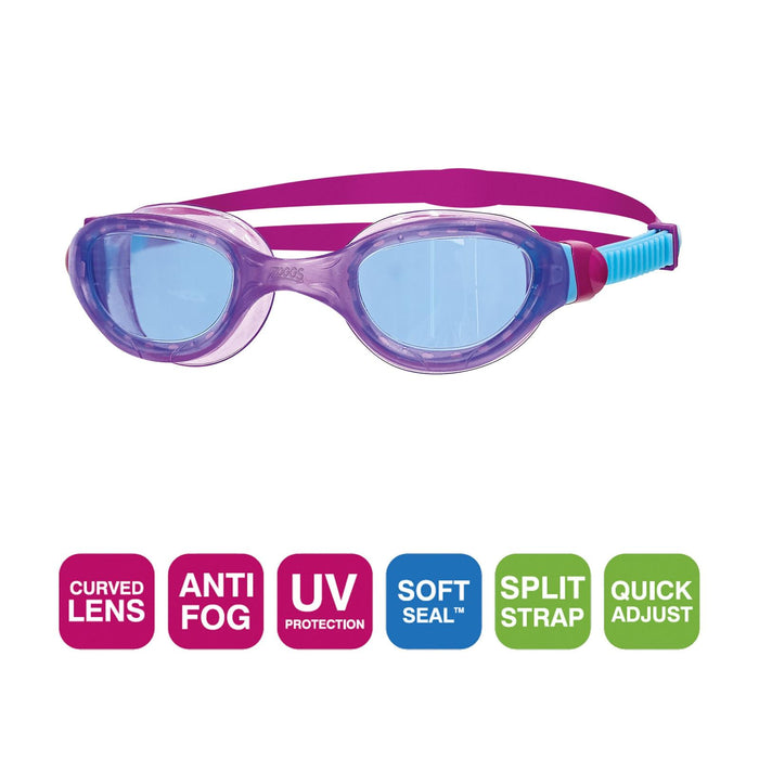 Schwimmbrille Phantom 2.0 Junior Lila-Aqua Tönung-Blaue Linsen Zoggs 461312PUAQTBL
