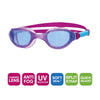 Schwimmbrille Phantom 2.0 Junior Lila-Aqua Tönung-Blaue Linsen Zoggs 461312PUAQTBL