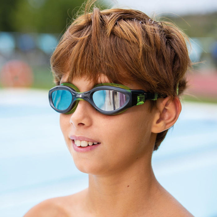 Schwimmbrille Phantom Elite Mirror Junior Schwarz-Lime Spiegel-Rauch Linsen Zoggs 461316BKLMMSM