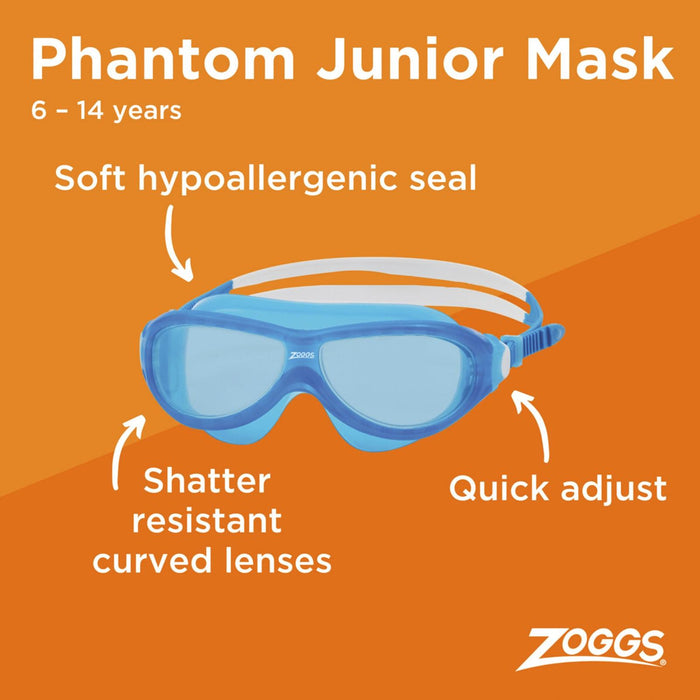Schwimmmaske Phantom Junior Blau-Weiß Tönung-Blaue Linsen Zoggs 461317BLWHTBL