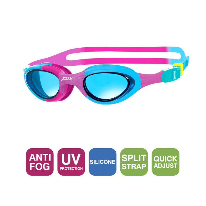 Schwimmbrille Super Seal Junior Pink-Blau Tönung-Blaue Linsen Zoggs 461327PKBLTBL