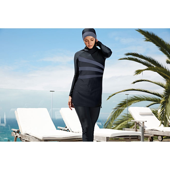 Meelup Modesty Badeanzug Damen Schwarz Größe 40-XL Zoggs 462163BKGY40