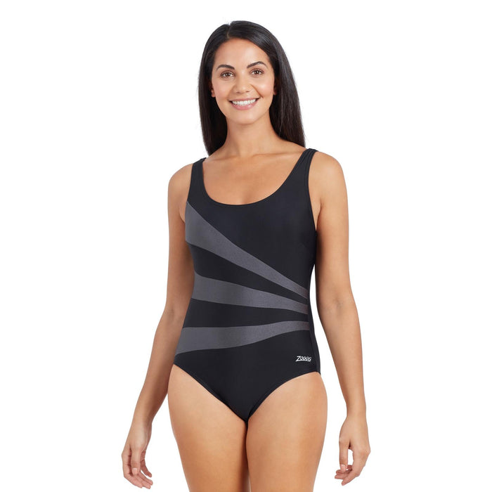 Einteiliger Badeanzug Sandon Scoopback Damen Schwarz Größe 46-4XL Zoggs 462553BK46