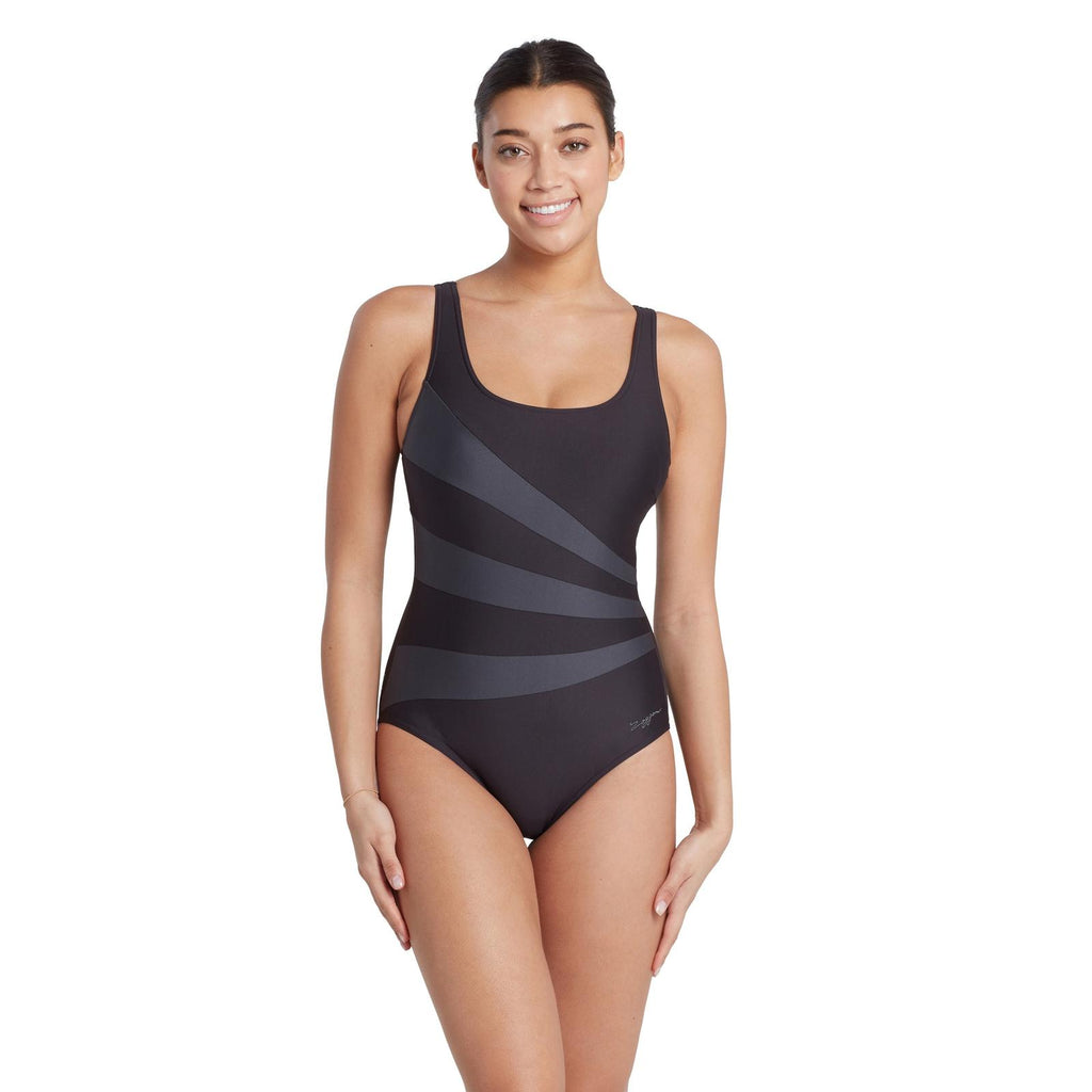 Ein Stück Badeanzug Sandon Scoopback Frauen Schwarz Größe 48-5XL Zoggs 462553BK48