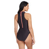 Einteiliger Badeanzug mit Reißverschluss Hoher Hals Damen Schwarz Größe 42-XXL Zoggs 462554BK42