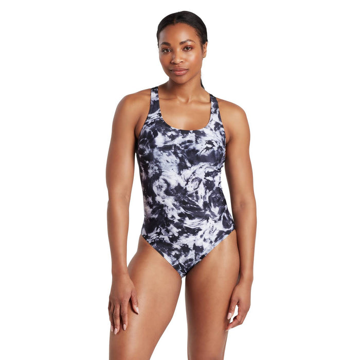 Einteiliger Badeanzug Marble Powerback Damen Schwarz-Weiß Größe 32-XS Zoggs 462569BK32