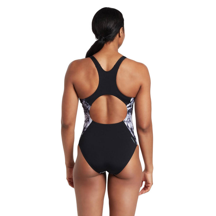 Einteiliger Badeanzug Marble Powerback Damen Schwarz-Weiß Größe 32-XS Zoggs 462569BK32