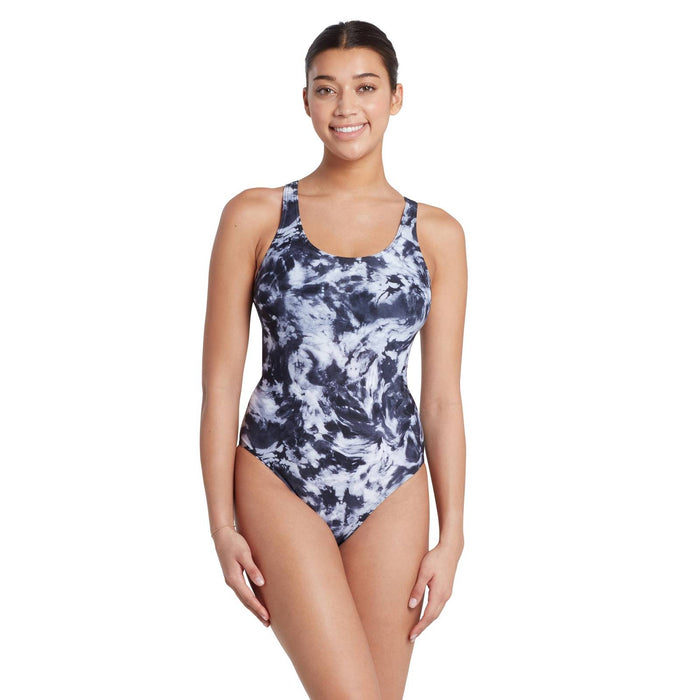Einteiliger Badeanzug Marble Powerback Damen Schwarz-Weiß Größe 32-XS Zoggs 462569BK32