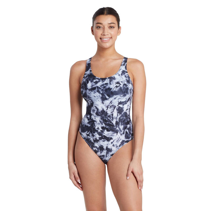 Einteiliger Badeanzug Marble Powerback Damen Schwarz-Weiß Größe 32-XS Zoggs 462569BK32