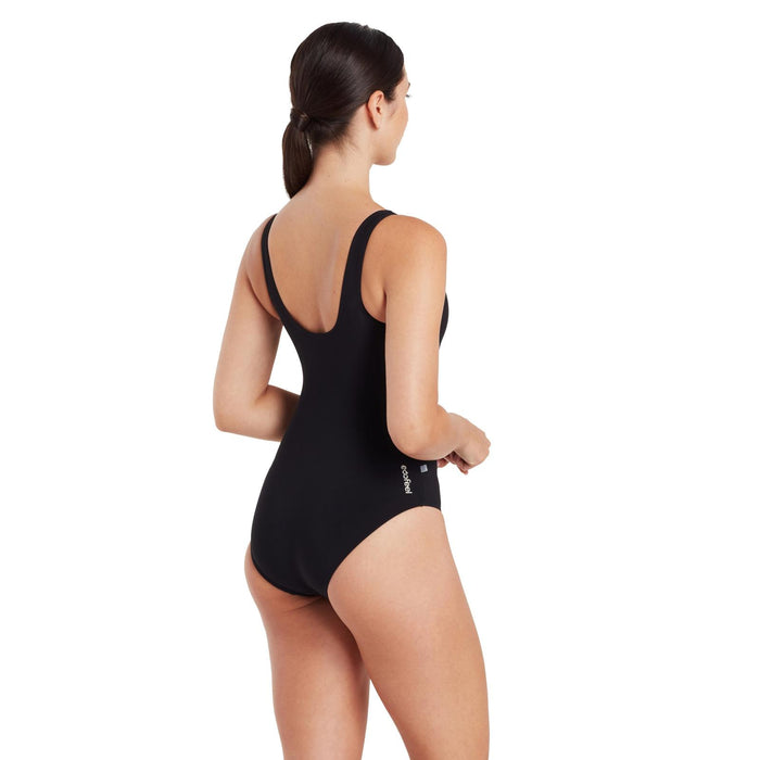 Ein Stück Badeanzug Scoopback Silber Rand Schwarz Größe 42-XXL Zoggs 462577BK42