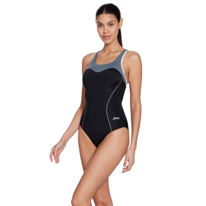 Einteiliger Badeanzug Tokyo Iceback Schwarz-Grau Größe 36-M Zoggs 462580BKGY36