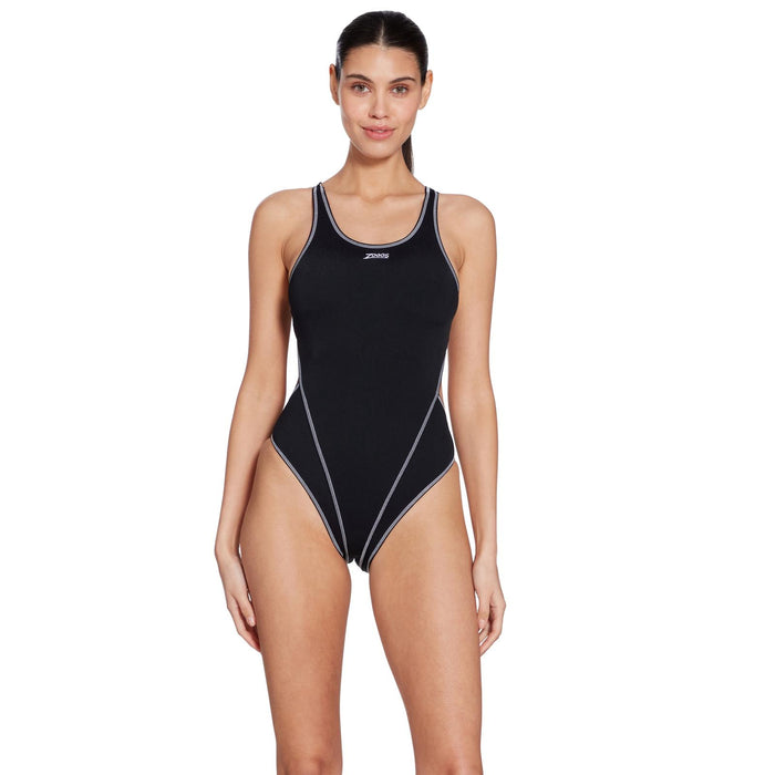 Einteiliger Badeanzug Melbourne Haxback Schwarz-Weiß Größe 36-M Zoggs 462585BKWH36