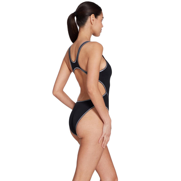 Einteiliger Badeanzug Melbourne Haxback Schwarz-Weiß Größe 36-M Zoggs 462585BKWH36