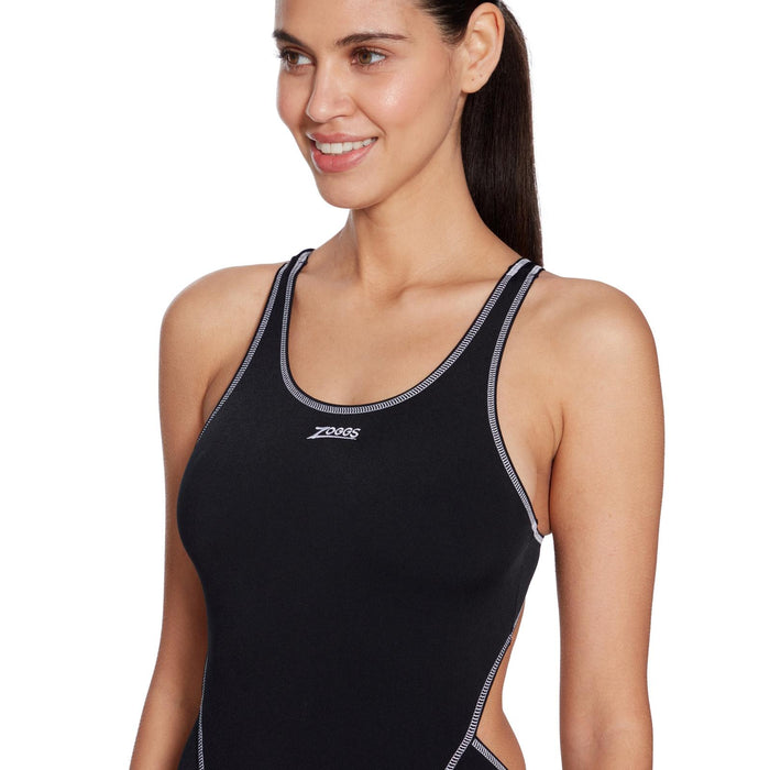 Einteiliger Badeanzug Melbourne Haxback Schwarz-Weiß Größe 36-M Zoggs 462585BKWH36