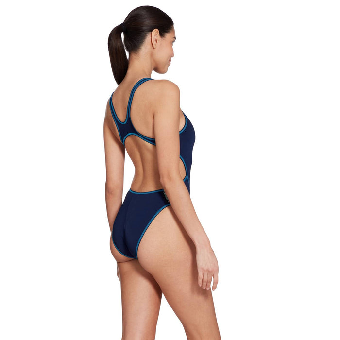 Einteiliger Badeanzug Melbourne Haxback Marine-Blau-Hellblau Größe 34-S Zoggs 462585NVLB34