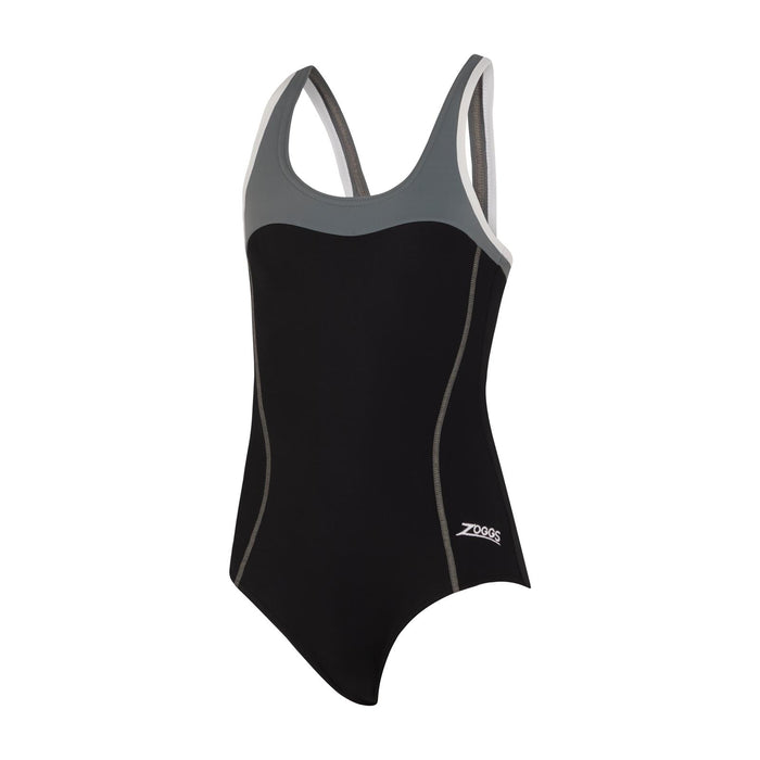 Einteiler Badeanzug Tokyo Iceback Mädchen Schwarz-Grau Größe 34-14A Zoggs 463315BKGY34