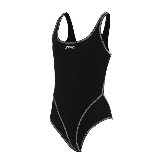 Einteiliger Badeanzug Melbourne Haxback Mädchen Schwarz-Weiß Größe 32-12A Zoggs 463317BKWH32