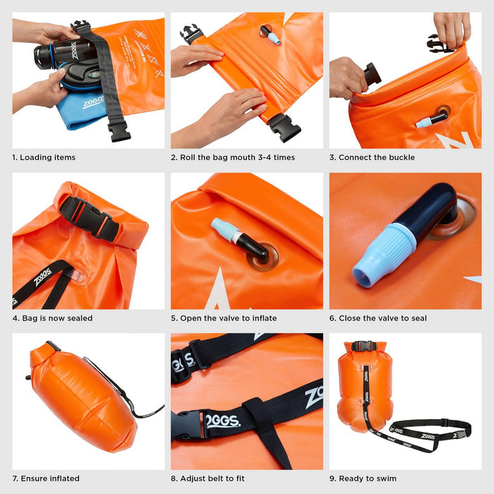 Aufblasbare Schwimmboje Hi Viz Orange Zoggs 465302OR