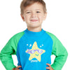 Schwimmoberteil Langarm Reißverschluss Sonne Kinder Super-Star Druck Alter 4 Zoggs 465423SPSTYR4
