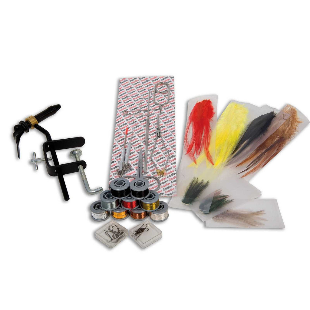Fliegenbindeset mit Werkzeugen und Teilen in Kartonverpackung Lineaeffe 5030011