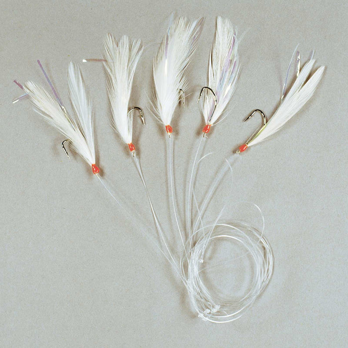 Angelrig 5 Haken und weiße Feder Größe 1-0 Lineaeffe 5642400