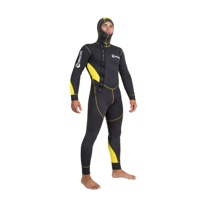 Tauchen Einteiler Neoprenanzug Pacific Farbe Mono Front Zip Mann 5mm Schwarz-Gelb XXXL Abysstar 62913