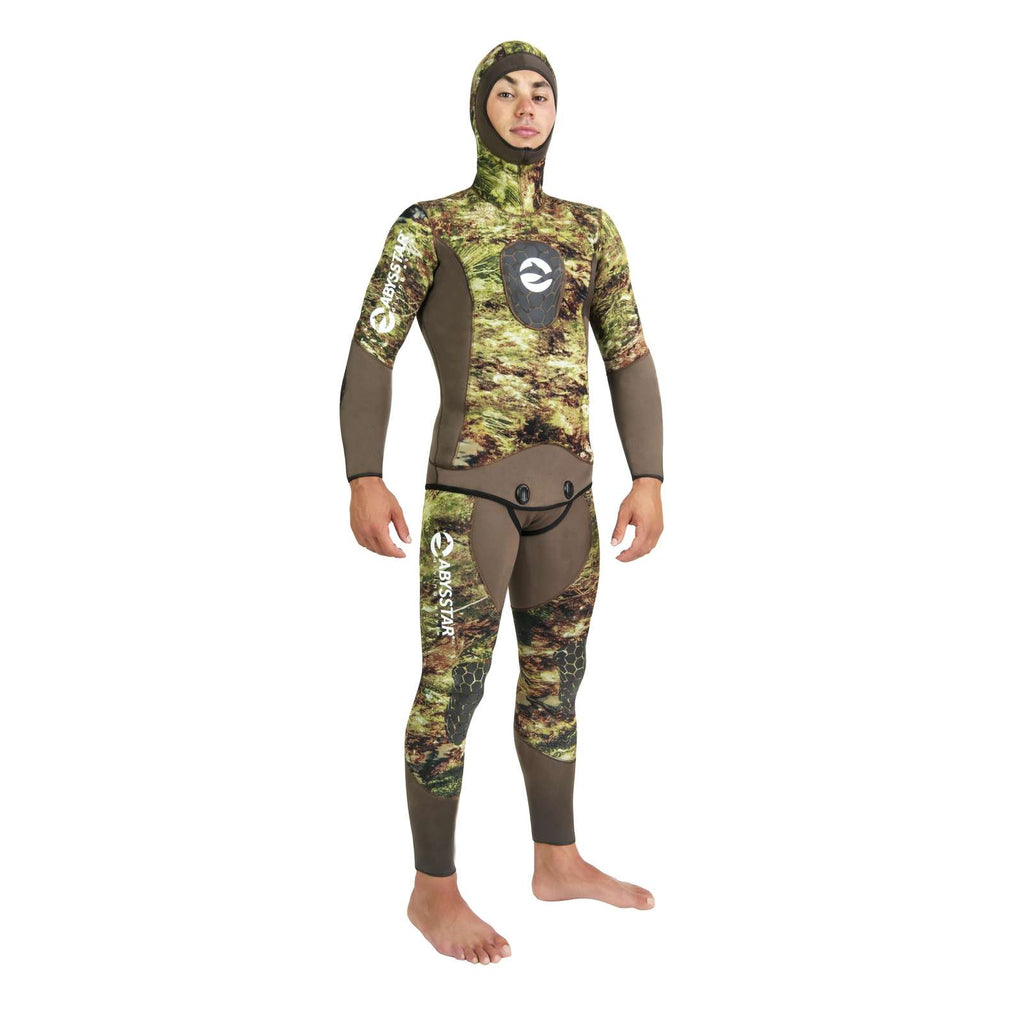 Schnorchelanzug Grouper Evo Nylon Herren 5mm Camo-Grün L Abysstar 63237