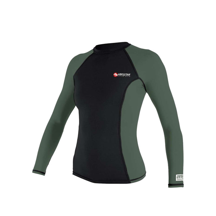 Bade-T-Shirt Malibu Lycra Langarm Damen Schwarz-Grün S Abysstar 64061