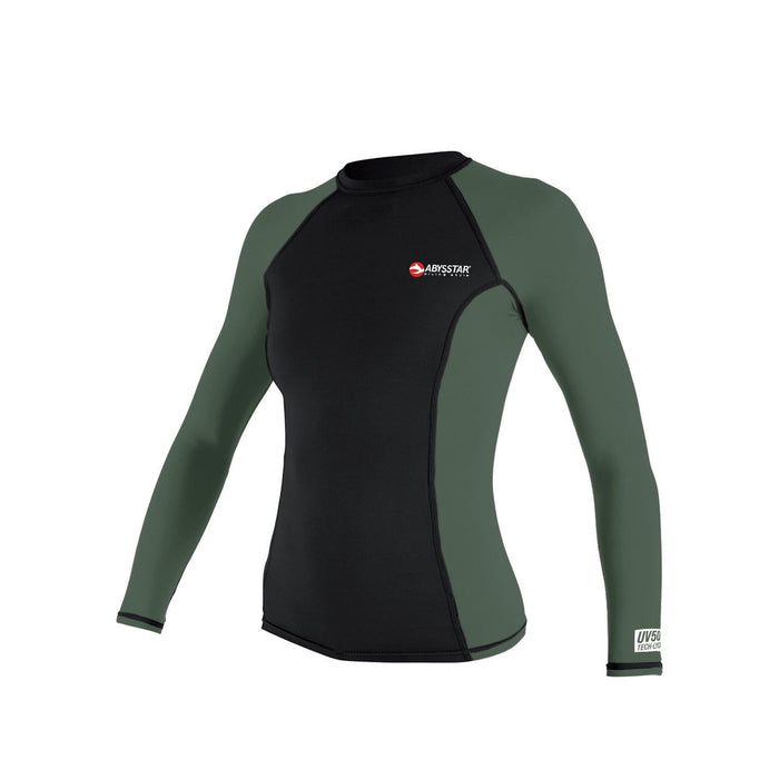 Bade-T-Shirt Malibu Lycra Langarm Damen Schwarz-Grün L Abysstar 64063
