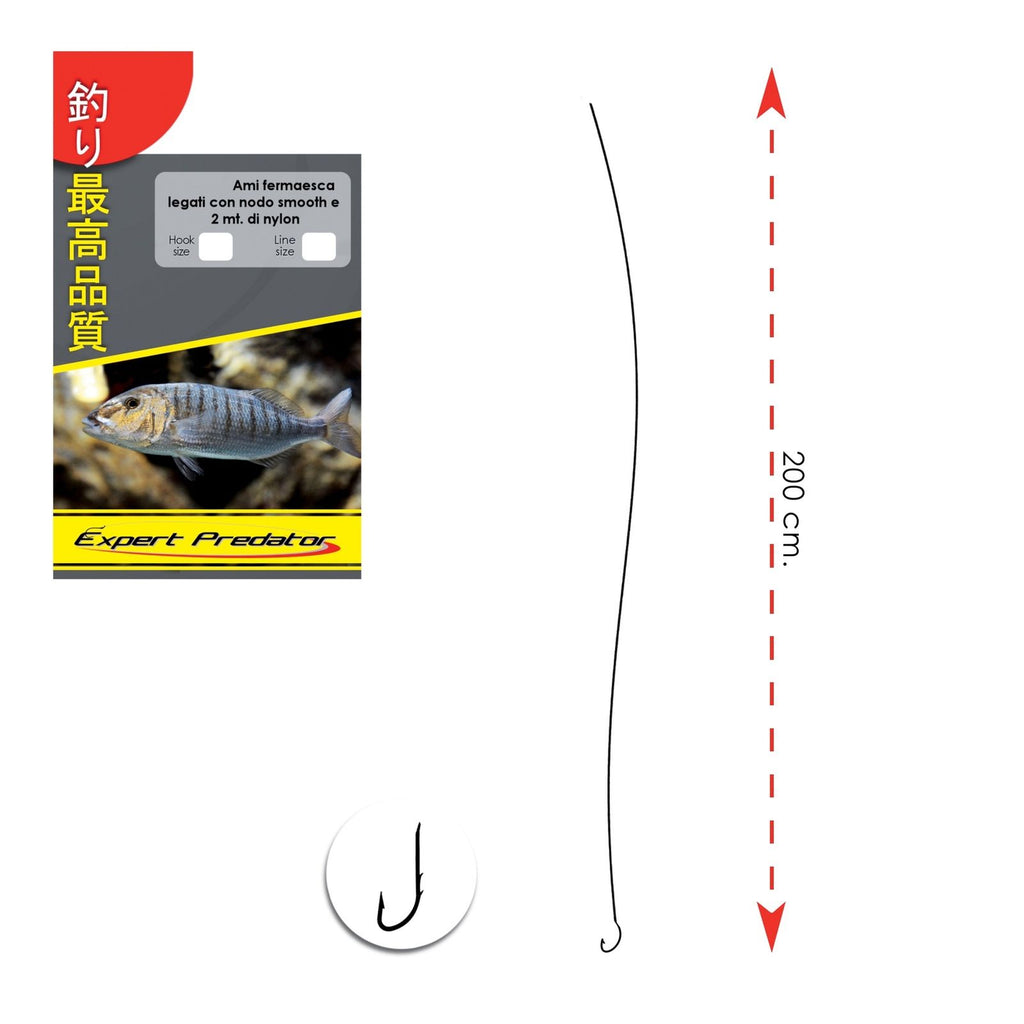 Geknotete Haken mit 2m Fluorine Nylon 0,25mm Größe 10 Expert Predator 6913010