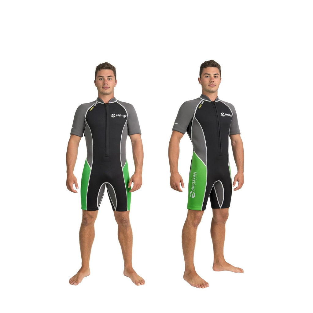 Schnorcheln Kurz-Neoprenanzug Surf Frau 2,5mm Schwarz-Grau-Grün XS Abysstar 69495