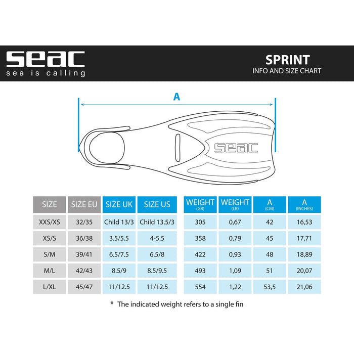 Schnorchelflossen Sprint Gelb M-L ~ 42-43 Seac 71-14Y-M-L