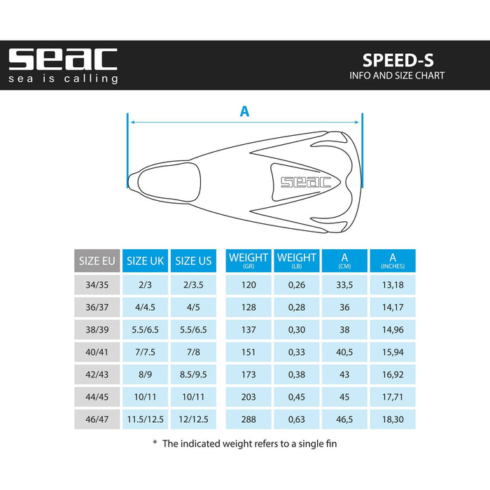 Schwimmflossen Speed S Blau Größe 46-47 Seac 71-16B-46-47