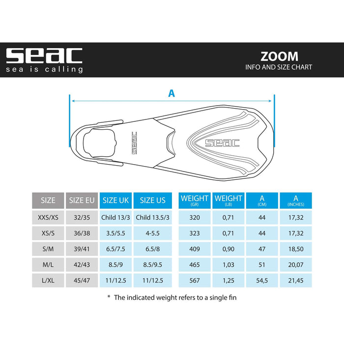 Schnorchelflossen Zoom Gelb XS-S ~ 36-38 Seac 71-41Y-XS-S
