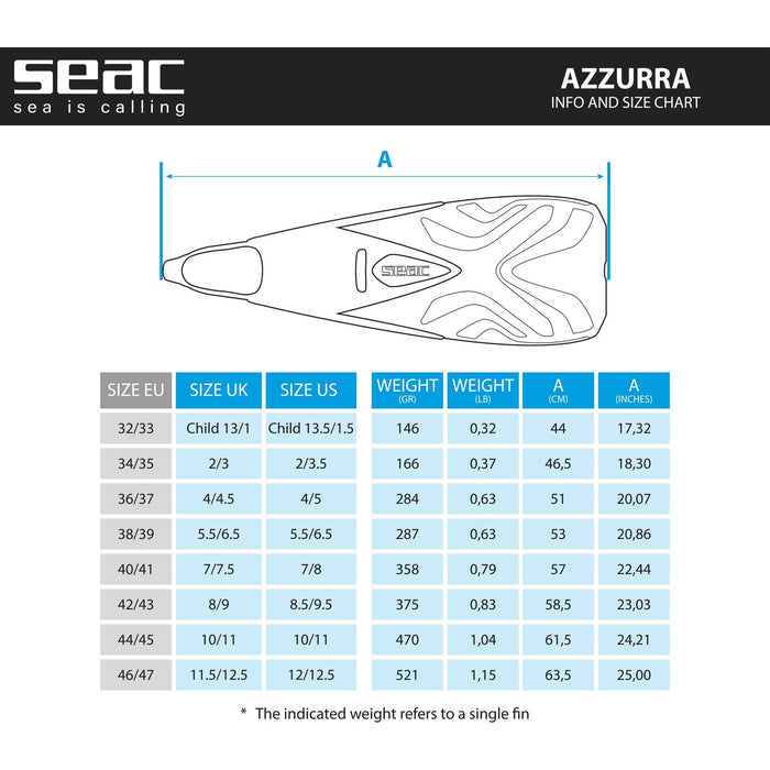 Schnorchelflossen Azzurra Weiß 38-39 Seac 71-54W-38-39