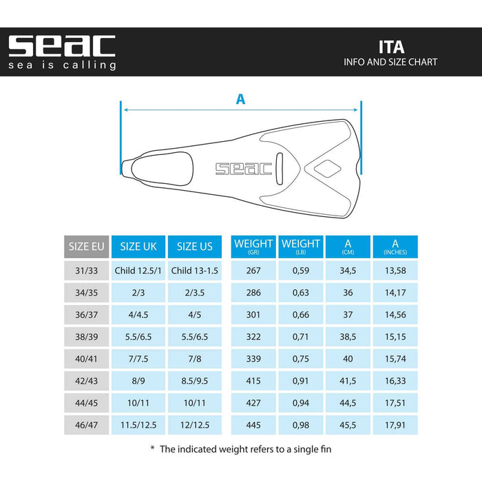 Schwimmflossen Ita Blau Größe 36-37 Seac 71-58B-36-37