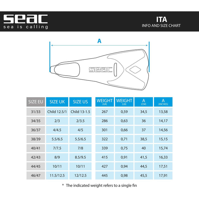Schwimmflossen Ita Blau Größe 38-39 Seac 71-58B-38-39