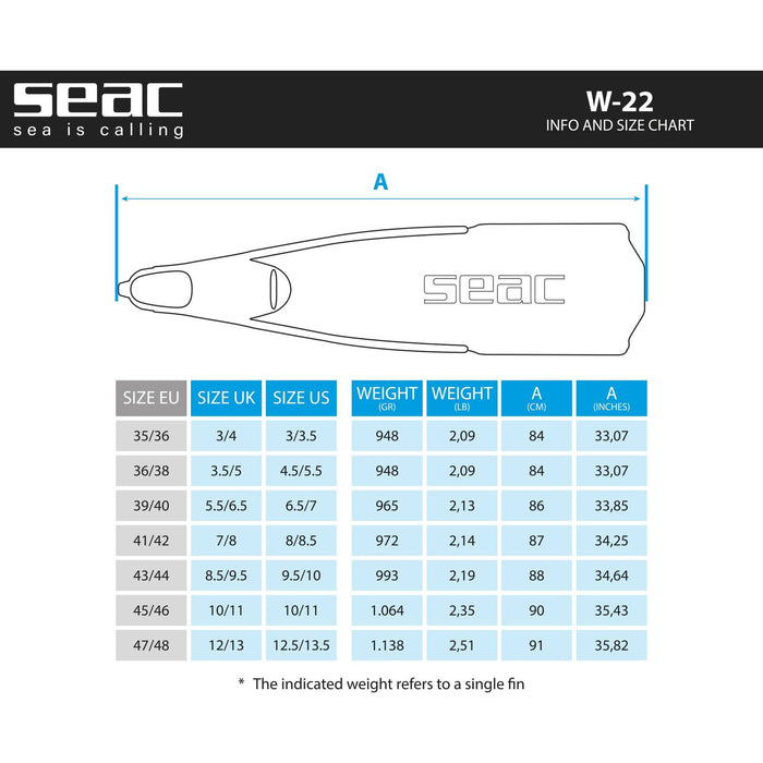Freitauchen und Spearfishing Flossen W-22 Schwarz 45-46 Seac 71-59N-45-46