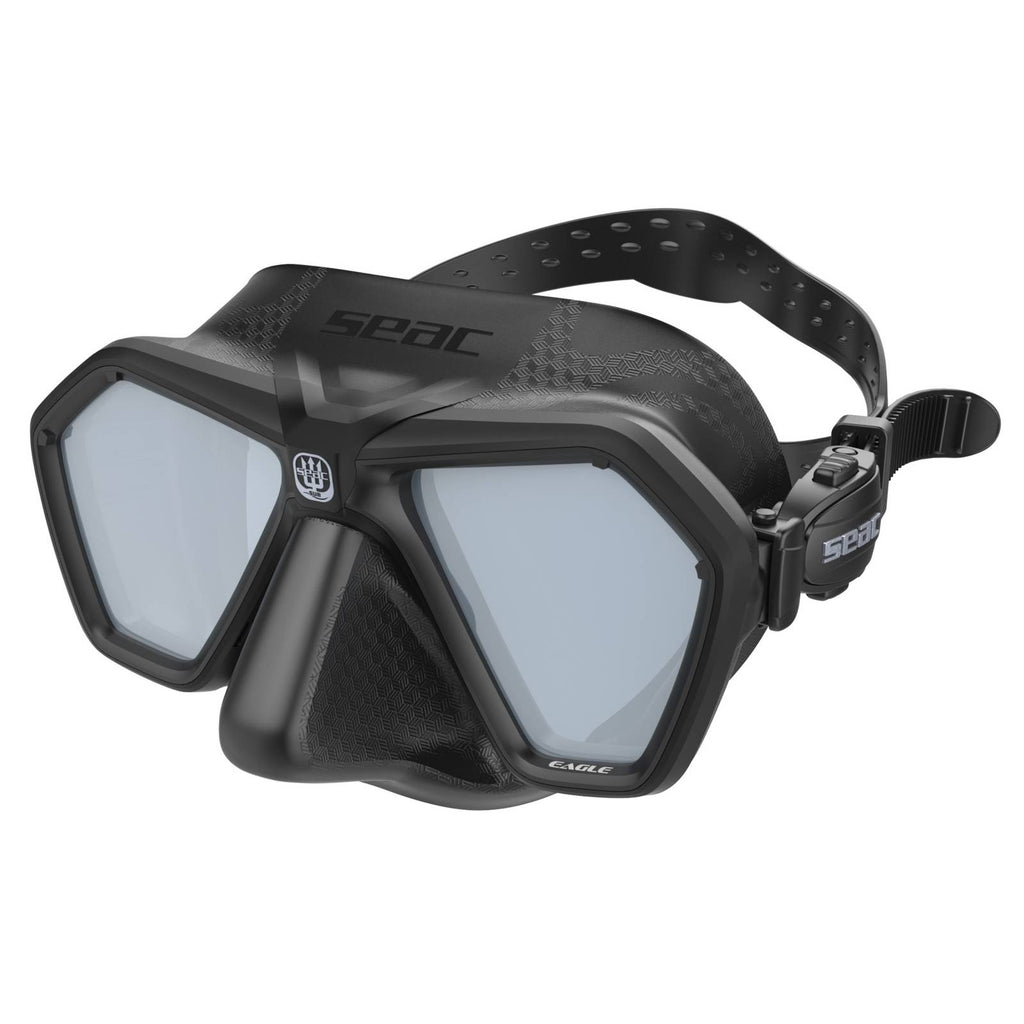 Freitauch- und Spearfishing-Maske Eagle Silber Spiegellinsen Schwarz Seac 75-66NS-SBL-LS